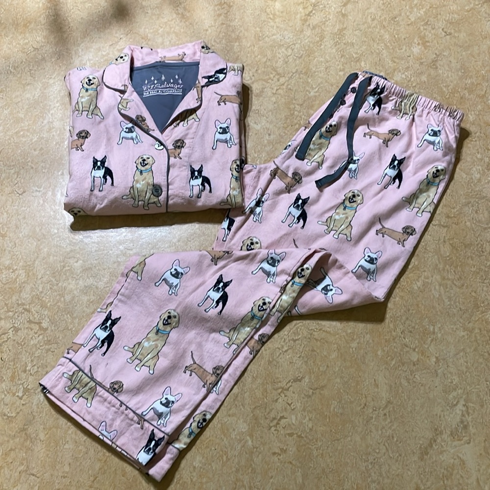 VGUC PJ Salvage Multi-breed Dogs Pink Flannel PJ Set Size XL Golden Frenchie - Picture 9 of 9